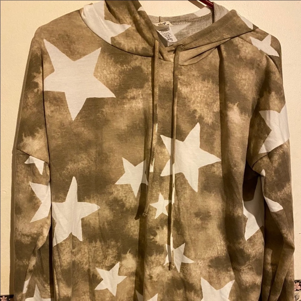 Boutique gold or light brown with stars hoodie